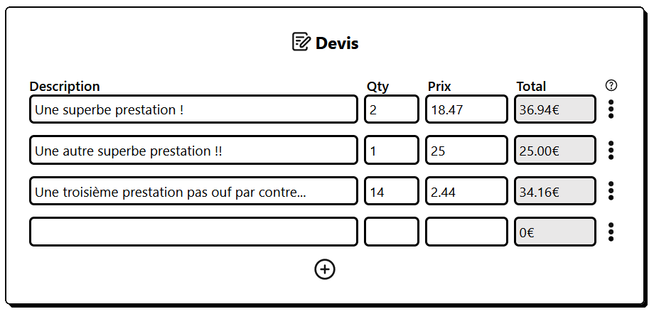 capture de la section devis